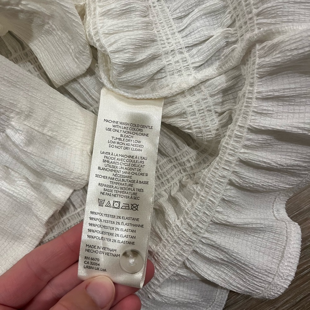 Anthropologie Maeve Button Front Smocked Top White Size Medium - Picture 7 of 7